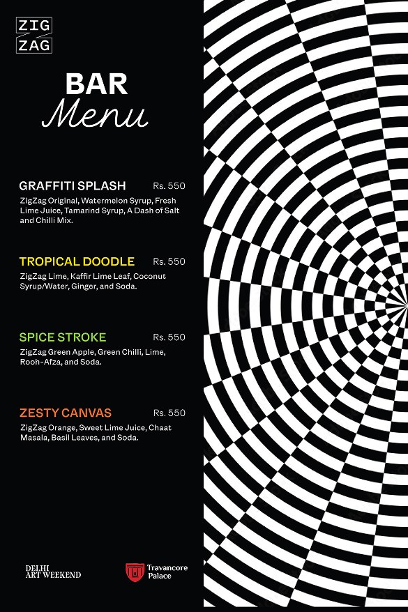 The classic Zigzag bar menu template