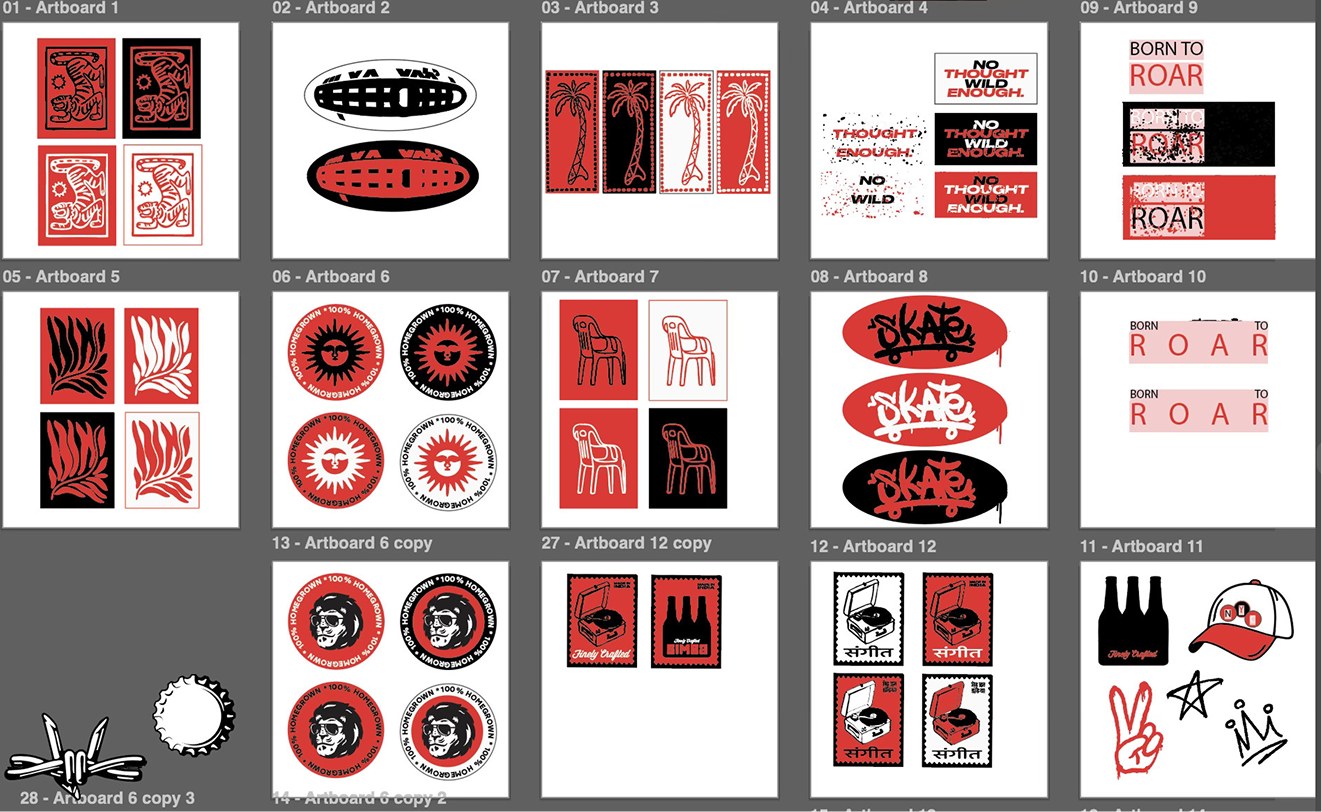 Work-in-progress artboards of the rejected directions